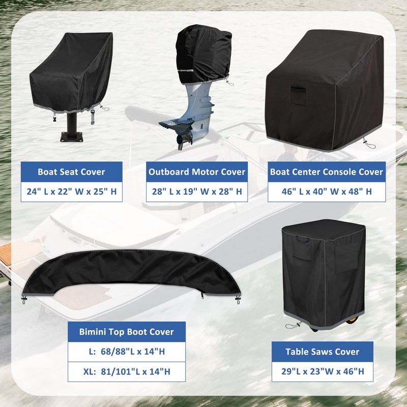 Bimini Top Boot Cover - Suitable for 3-4 Bows, Design