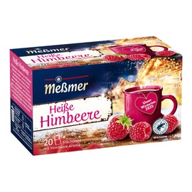 Meßmer Hot Raspberry Fruit Tea with Raspberry Aroma 20 Tea Bags Vegan Gluten Free Lactose Free