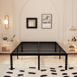 Maenizi 18 Inch King Bed Frame with Fabric Cover, Heavy Duty King Platform Bed Frame Support Up to 3000 lbs, Easy Assembly, Noise Free, Black