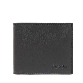 Coach F67630 Men's Bifold Wallet Sports Calf Leather Compact ID Billfold Wallet, Black