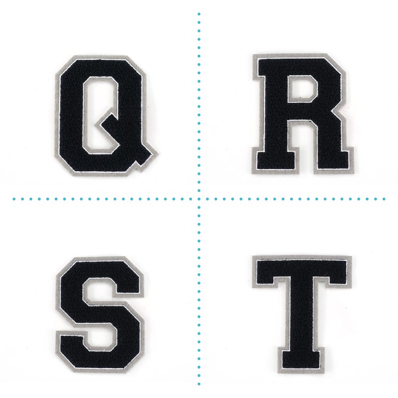 Terry Cloth Letter A-Z | Black, White, Grey | 9.5