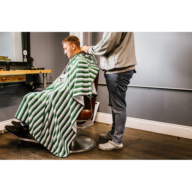 Kobe Professional Hairdressing Green Stripe Barbershop Cutting Gown - Large
