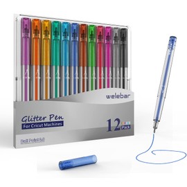 Welebar Glitter Gel Pen Set for Cricut Maker 3/Maker/Explore 3/Air 2/Air, 0.8 Tip Glitter Pen Set of 12 Pack Medium Point Pen, Writing, Drawing, Invitations, Cards