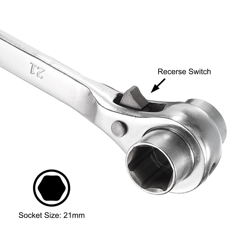 uxcell 21 x 22mm 12-Point Scaffold Podger Ratchet Spanner Ratcheting