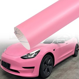 AuMoHall Matte Pink Car Vinyl Wrap Film Charming Pink Satin Finish Self Adhesive DIY Car Body Film for Vehicle Interior Exterior Decoration, 59.84" x 19.68"