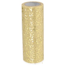 PATIKIL Tulle Fabric Rolls, 6 Inch by 10 Yards Fabric Spool Tulle Sparkling Ribbon Netting Sequin for DIY Tutu Skirts Crafts Wedding Party Decorations, Champagne Gold