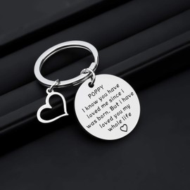 BLEOUK Poppy Keychain Grandpa Gift Father’s Day Gift Birthday Gift for Poppy Grandpa (love since POPPY)