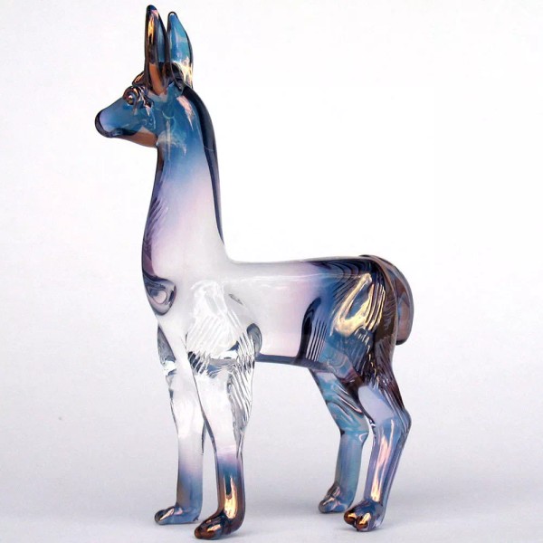 Prochaska Llama Figurine of Hand Blown Glass and 24K Gold
