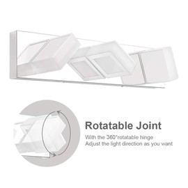 Ralbay Modern LED Vanity Light 3 Light Acrylic Stainless Steel for Bathroom Vanity Lighting Fixtures Cool White 6000K