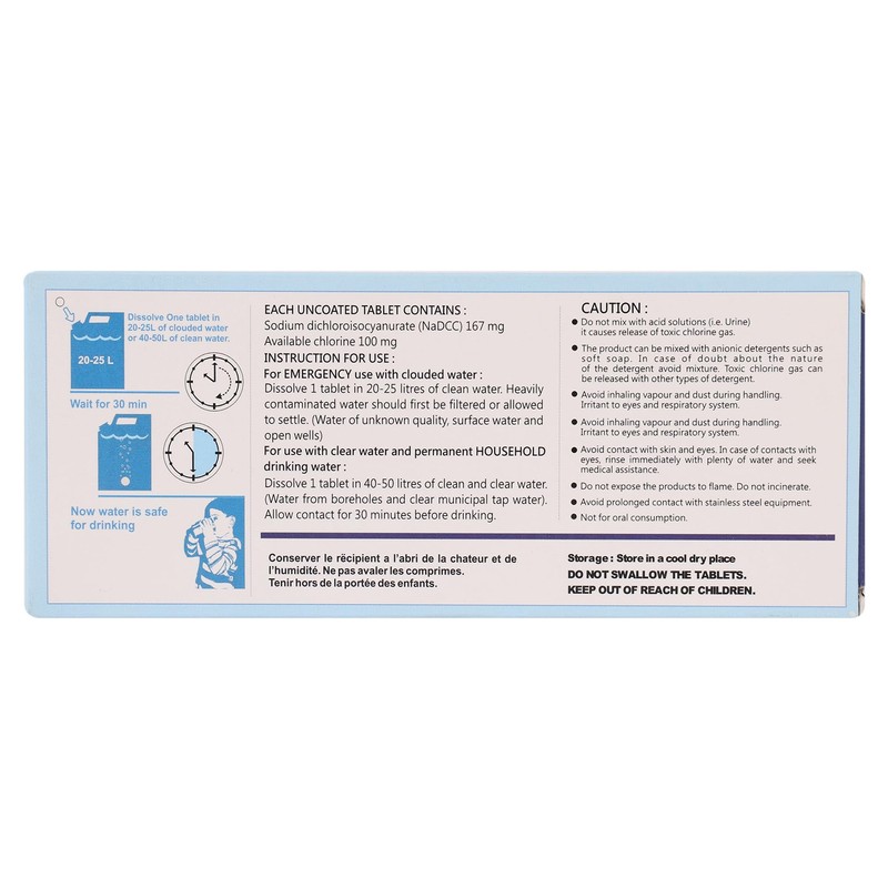 Ef-Chlor Water Purification Tablets, 167mg, 100 Tablets, Treats 20-25L Per