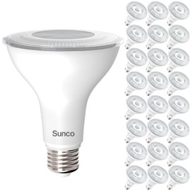 Sunco 24 Pack PAR30 LED Bulbs, 1200 Lumens High Brightness Flood Light Indoor 75W Equivalent 11W, Dimmable, 2700K Soft White, E26 Medium Base, Exterior Wet Rated - UL