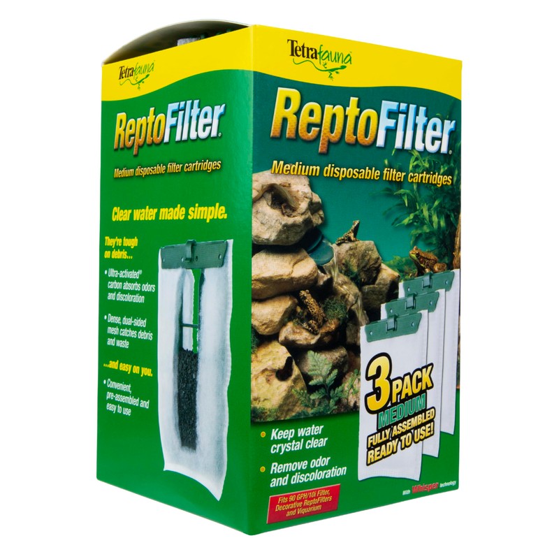 TetraFauna ReptoFilter Filter Cartridges, Size Medium, Filter Cartridge Refills, 3