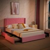 VECELO Upholstered Platform Full Bed Frame with 4 Drawers&Wave Fabric