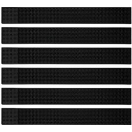 Tioncy 6 Pcs Bar Mat for Countertop 24 x 3 Inch Non Slip Rubber Mat Service Spill Cocktail Bartending Restaurants Barbershop Clippers Salon Tools, Black