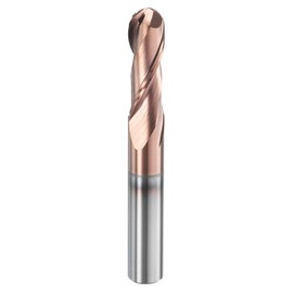 sourcing map Ball Nose End Mill 2 Flute 1/4" Diameter 1/4" Shank Tungsten Carbide Uncoated Spiral CNC Router Bits 3/4" Cutting Length Single End Ball for Carving Engraving Grinding