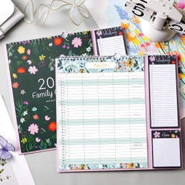 Family Calendar 2026 - Calendar 2026 from January 2026 - December 2026, with 5 Columns Layout, Shopping Lists ＆ Notes Pad, Holidays, 32 x 29.5 cm - Beautiful Flowers