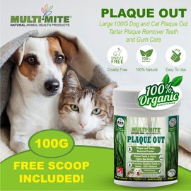 PLAQUE OUT 100G Pot Tartar Plaque Off Remover,100% Natural & Organic Bad Breath Teeth Gum Care for Dogs, Cats