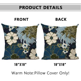 eshabear Pillow Covers 18X18 Inch Decorative Couch Pillow Cases Set of 2 Throw Pillows Home Decor for Living Room Bed Couch Sofa Porch (18x18, Blue and White Decorative Patterns)