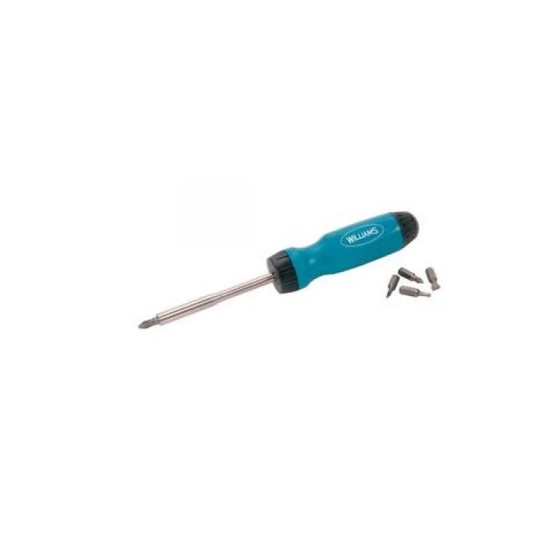 WILLIAMS WRS-1 Magnetic Tipped Ratcheting Screwdriver With 5 Bits (Made