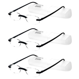 Calabria 715 Flexies Oval Bendable Rimless Reading Glasses +0.50 Ebony (3Pack) Men Women Readers Flexible Bending