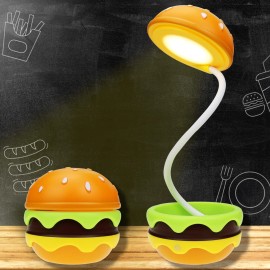 Qwifyu Cute Desk Lamp for Kids, Rechargeable Hamburger Small Desk Lamps with Adjusta...
