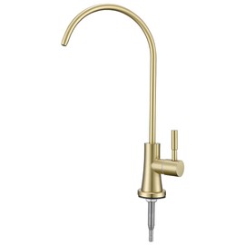 Aspasia Drinking Water Faucet for Kitchen Sink, Kitchen Water Filter Faucet Stainless Steel for Reverse Osmosis or Water Filtration System Beverage Non-Air Gap RO Faucet Brushed Gold
