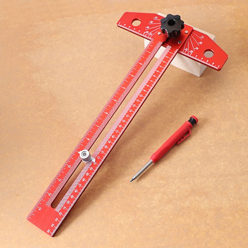 T Square Ruler Protractor for Crafting Aluminum Alloy Woodworking Scriber