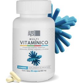 Multivitaminico Hombre con Creatina BCAAS Arginina Citrulina y Te Verde - Vitaminas y Minerales - Zinc Hierro Selenio - 30 Cápsulas - Sin azucar Sin Gluten - ZeroNovo