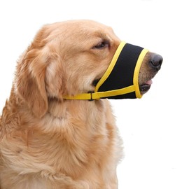 Dog Muzzle Soft and Breathable Prevents Barking, Chewing and Biting Adjustable Straps and Mesh Fabric, Allows Panting and Drinking Pet Supplies for Small, Medium and Large Dogs (Yellow,XL)
