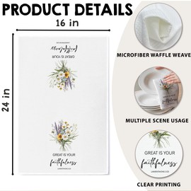 Tsunerrorami Christian Kitchen Towel, Waffle Weave Microfiber Scripture Hand Towel, Great is Your Faithfulness Bible Verse Farmhouse Decor for Kitchen Bathroom, Inspirational Gift for Women