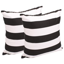 Fashionmall Set of 2 Pillow Cases, Soft Cotton Canvas Stripe Pattern Pillowcase, Square Throw Pillow Covers for Home Decor Gift 18 Inch X 18 Inch (Black White)