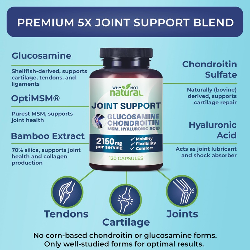 Why Not Natural Glucosamine Chondroitin, MSM, Joint Support Supplements -