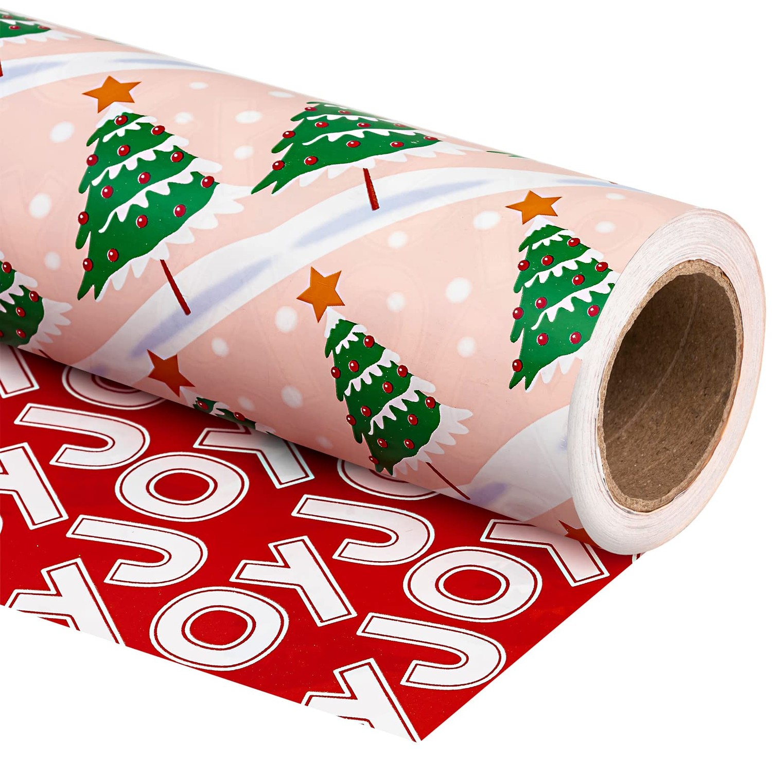 WRAPAHOLIC Reversible Christmas Wrapping Paper - Mini Roll - 17 Inch X ...