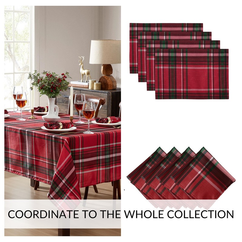 Elrene Home Fashions Pocono Plaid Red/Green Holiday/Christmas Fabric Rectangle Dining