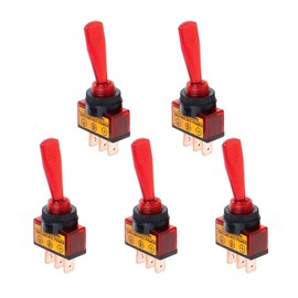 ESUPPORT 5Pcs Interruptor de Palanca Coche 12V 20A Luz LED Rojo Indicador Interruptor Conmutador de Palanca ON/OFF 2 Posiciones 3 Pin SPST Interruptor Basculante Camión Barco Impermeable