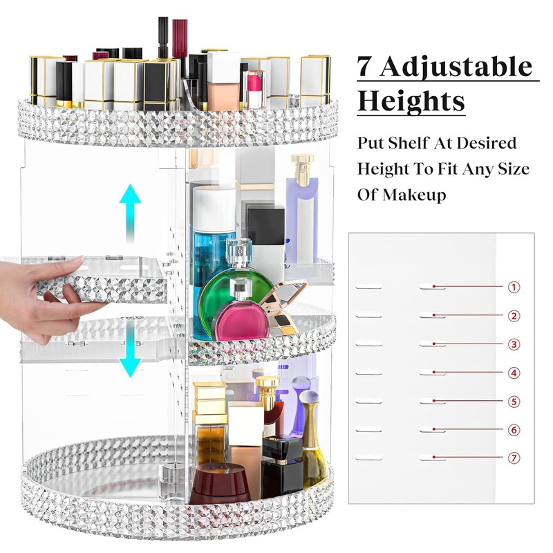 360 Rotating Makeup Organizer Countertop, Clear Acrylic Large Perfume Organizer,