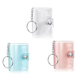 3PCS Inch Photo Albums Mini Albums Portable Mini Sticker Book Transparent Clear Pockets Holds 20 Photo Keychain Gift Lovers Wedding Anniversary Birthday Love Memory Forever Children Growth Album (1