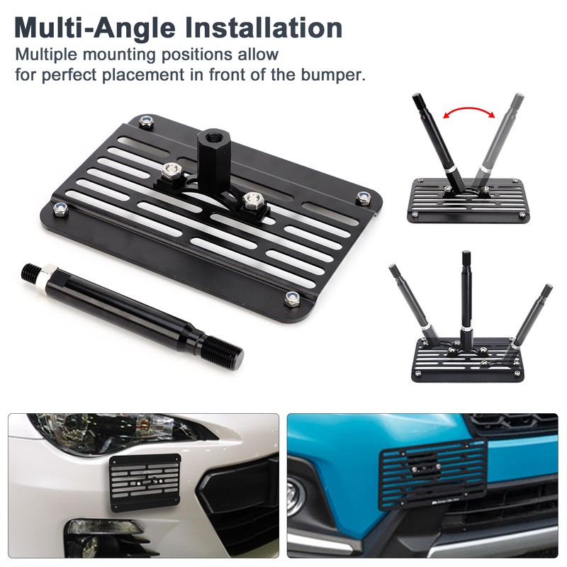 CNSPEED Front Bumper Tow Hook License Plate Mount Relocator Bracket