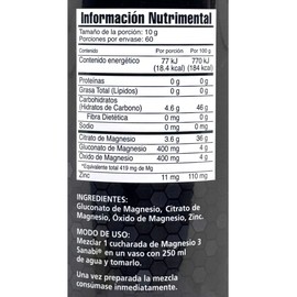 Polvo Nutricional 3 Magnesios Sanabi con Zinc 600g Sabor Frutos Rojos