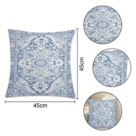 Boho Blue Cushion Covers 45x45cm Set of 2 Double Sided Decorative Square Throw Pillow Covers Double Sided for Sofa Bed Living Room Indoor Outdoor Home Decor