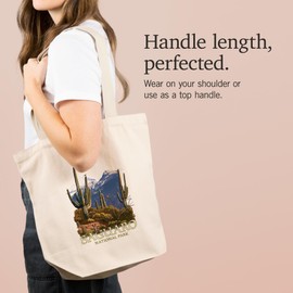 Lantern Press Saguaro National Park, Rincon Peak (100% Cotton Canvas Reusable Tote Bag)