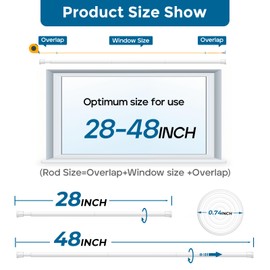 AIZESI Spring Tension Curtain Rods Short Tension Rod (White,28" to 48"-1Pcs)