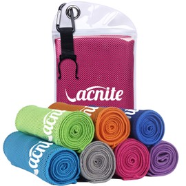 Vacnite Cool Towel, Quick-Drying Towel, Super-Absorbent, Lightweight, Heatstroke Prevention, 39.4 x 11.8 inches (100 x 30 cm), Waterproof Bag Included, Rose Red