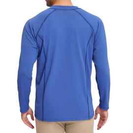 Bombrooster Rash Guard for Men UPF 50+ Sun Protection Long Sleeve Shirts for Fishing Workout Quick Dry Lightweight Cooling, Navy/Smoke Gray, Medium