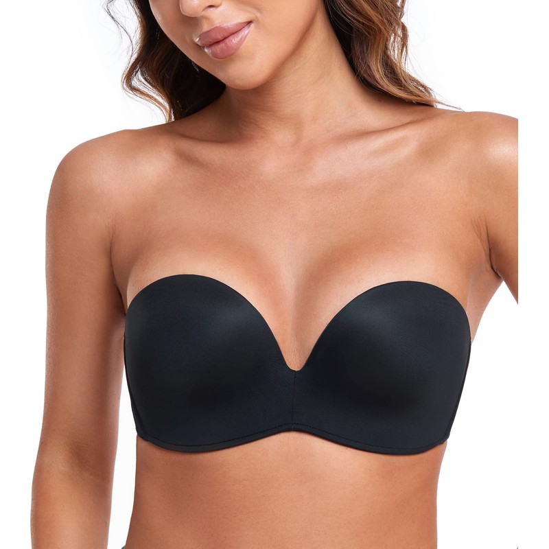 Lemorosy Women's Push Up Strapless Bra Comfort Non-Wired Wing Design,