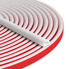 Bantie 20FT Weather Stripping Door Seal Self Adhesive Door Weather Stripping Weather Strip Silicone D Shaped Door Seal Strip for Door Frame/Window Seal (20FT White 3/8" W × 1/4" T)