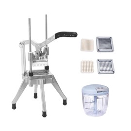 BotaBay Commercial Vegetable Fruit Chopper 1/4″&3/8″ Blade Heavy Duty Professional Food Dicer Kattex French Fry Cutter Onion Slicer Stainless Steel For Tomato Peppers Potato Mushroom, Silver
