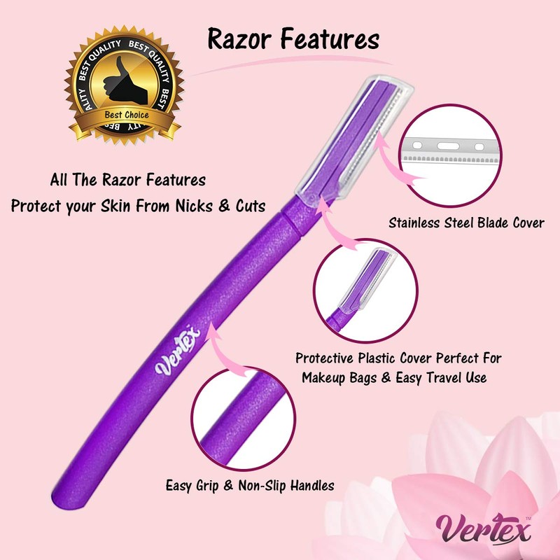 Vertex Womens Eyebrow Razor (6pc) Dermaplaning Brow Shaping Women Facial