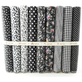 BrightGlow Pack of 9 25 x 20 cm Cotton Fabric Bundles 100% Cotton Quilting Fabric Bundle ZUN Sewing DIY Craft Patchwork Fabrics Cotton Cloth Quilting Fabric Scraps Black
