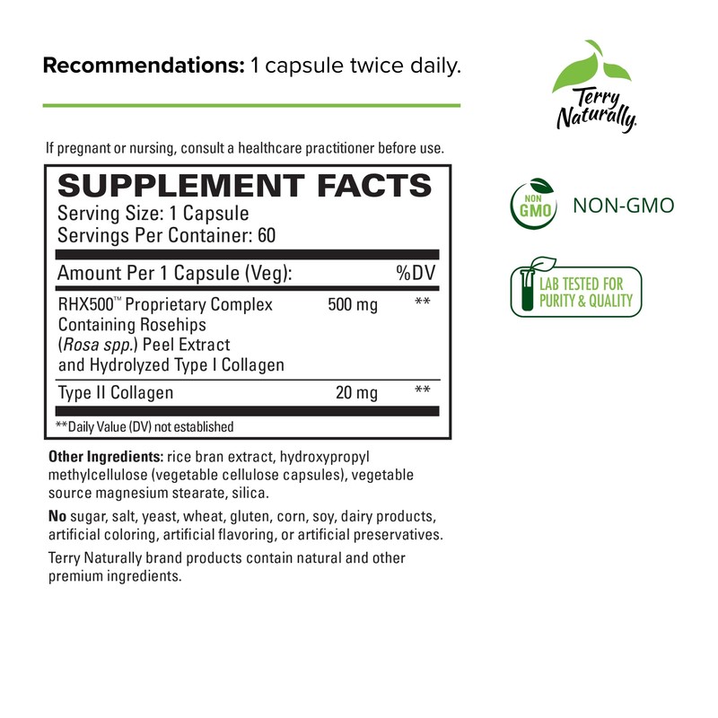 Terry Naturally Rosehip Joint Comfort with Type II Collagen -